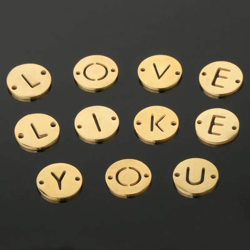 Personalized Stainless Steel Initial Letter Charm Beads Bracelets