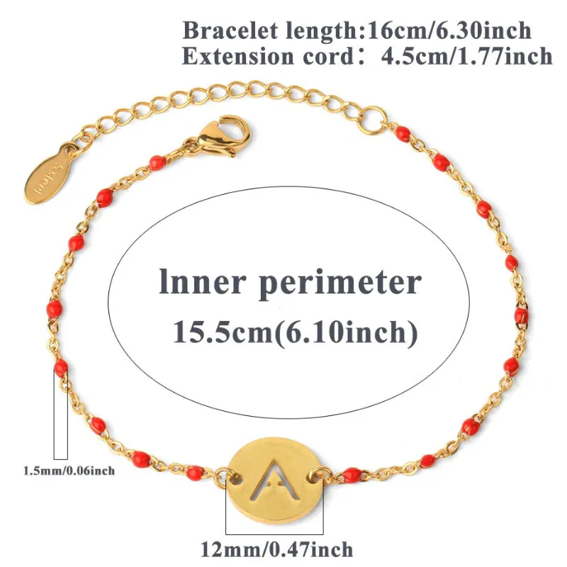 Personalized Stainless Steel Initial Letter Charm Beads Bracelets