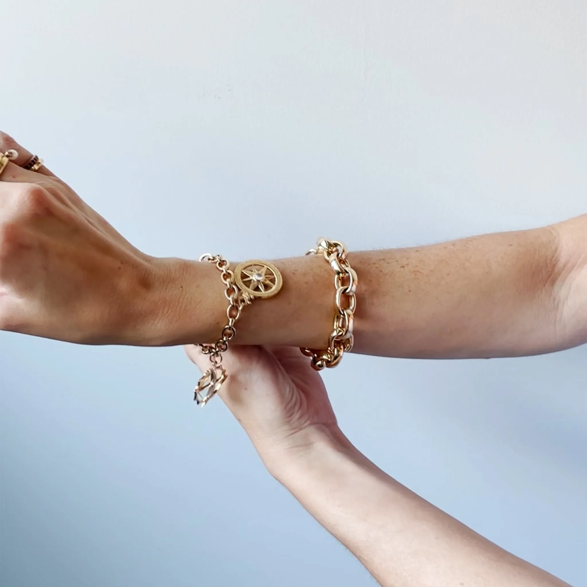 "Adventure" Mini Compass on Audrey Link Bracelet