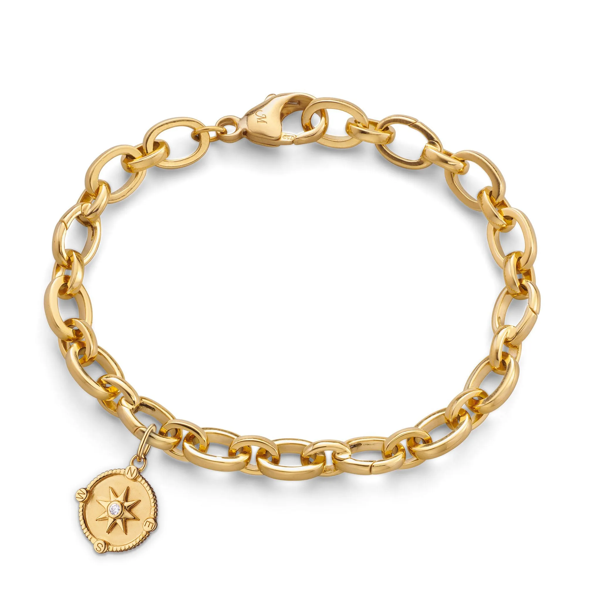 "Adventure" Mini Compass on Audrey Link Bracelet