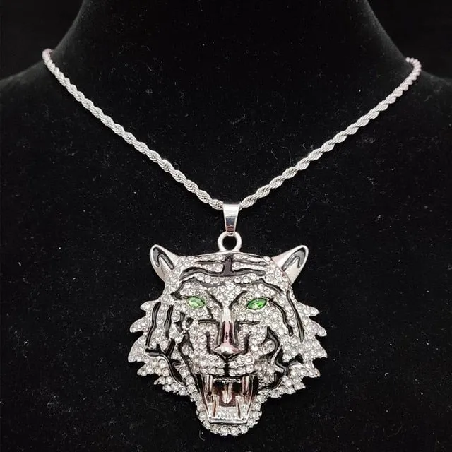 Regal Tiger Crystal Pendant Necklace
