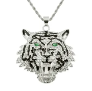 Regal Tiger Crystal Pendant Necklace