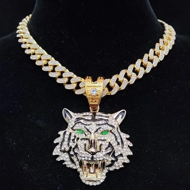 Regal Tiger Crystal Pendant Necklace