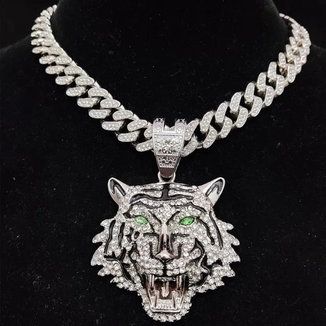 Regal Tiger Crystal Pendant Necklace
