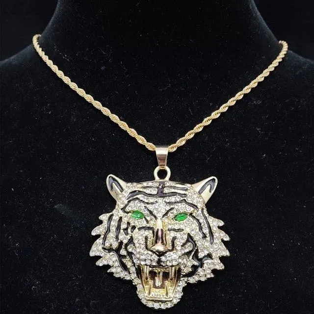 Regal Tiger Crystal Pendant Necklace