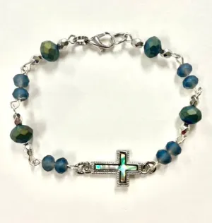 Religious Iridescent Cross Bracelet