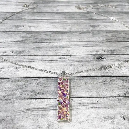 Remembrance Pendant Necklace Using Flower Petals