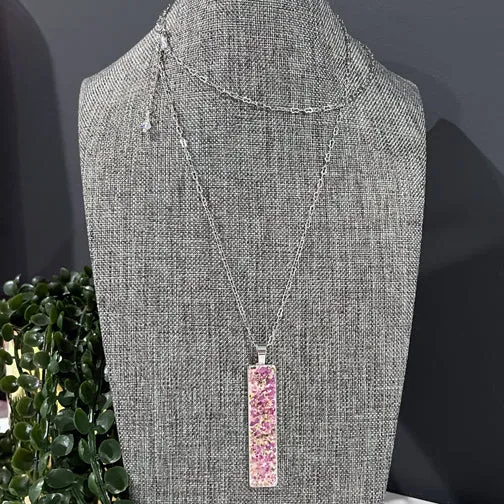 Remembrance Pendant Necklace Using Flower Petals