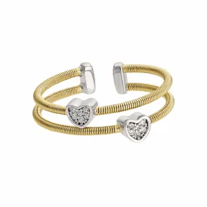 Rhodium Finish Sterling Silver Three Cable Cuff Ring - LL7002R-G/RH