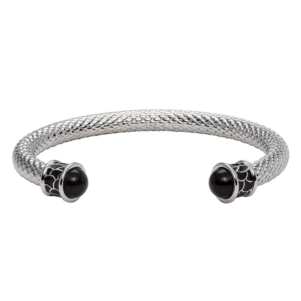 Salamander Torque Black & Silver Bangle