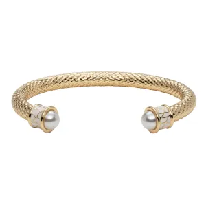 Salamander Torque Pearl & Gold Bangle