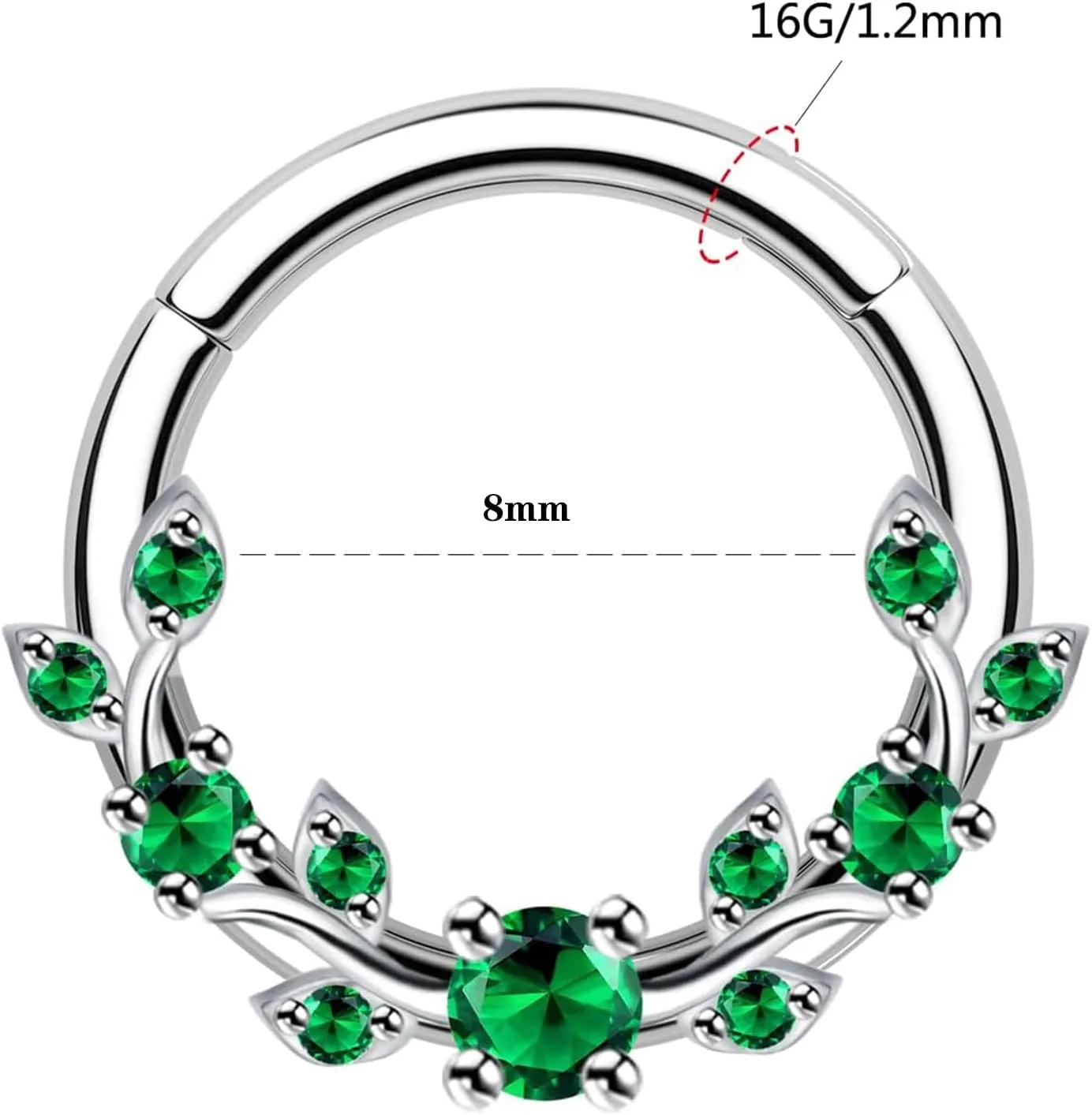 Septum Ring 16G Leaf Septum Nose Ring 316L Stainless Steel Vine Septum Piercing Daith Piercing Jewelry Conch Helix Earring Cartilage Earring for Women Men