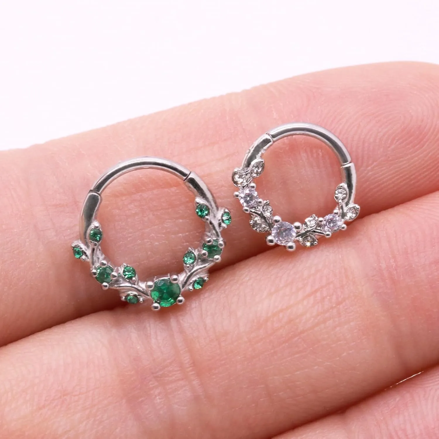 Septum Ring 16G Leaf Septum Nose Ring 316L Stainless Steel Vine Septum Piercing Daith Piercing Jewelry Conch Helix Earring Cartilage Earring for Women Men