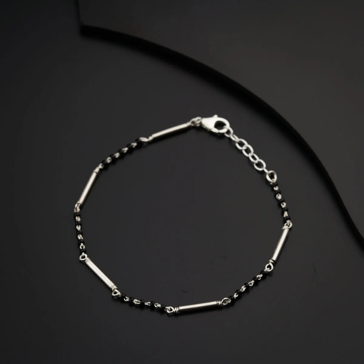 Silver Spinel Pipe Mangalsutra Bracelet