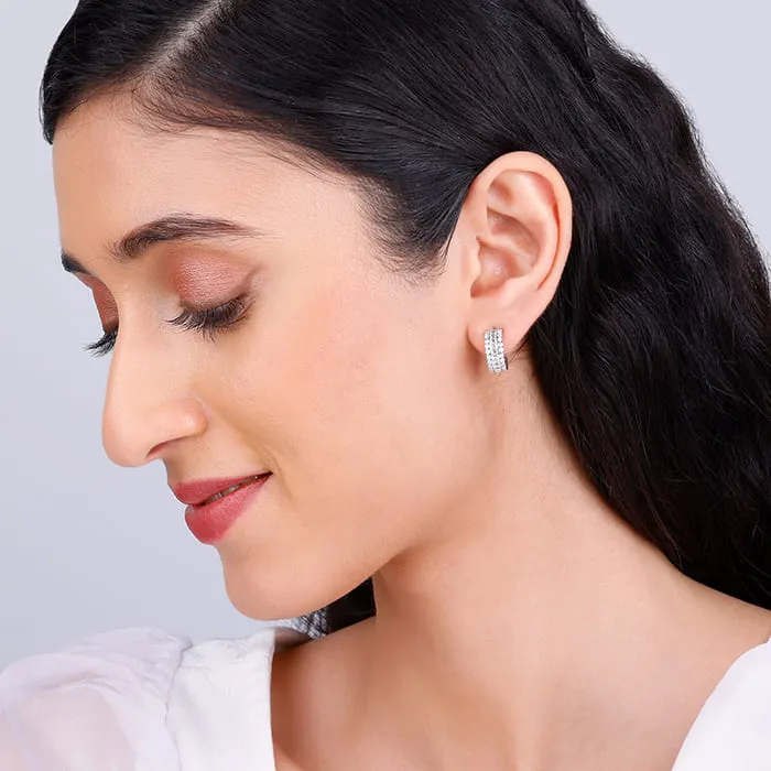 Silver Zircon Charm Earrings