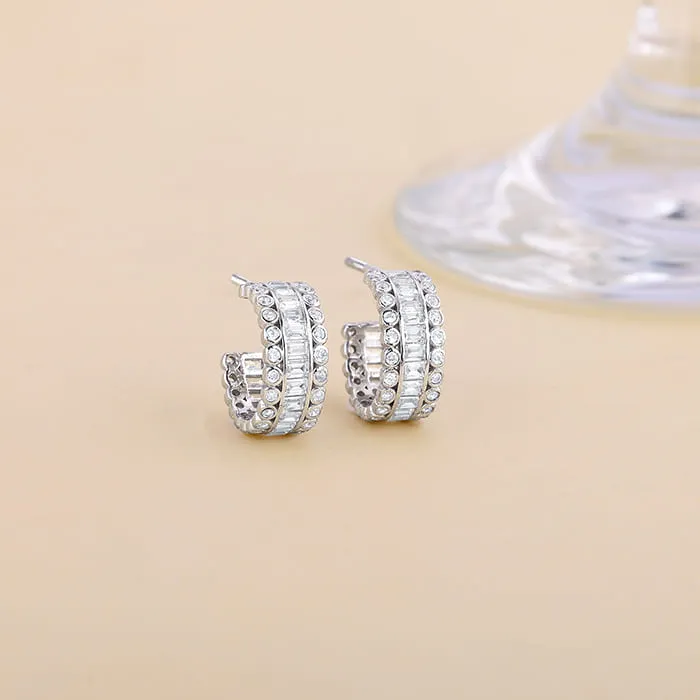 Silver Zircon Charm Earrings