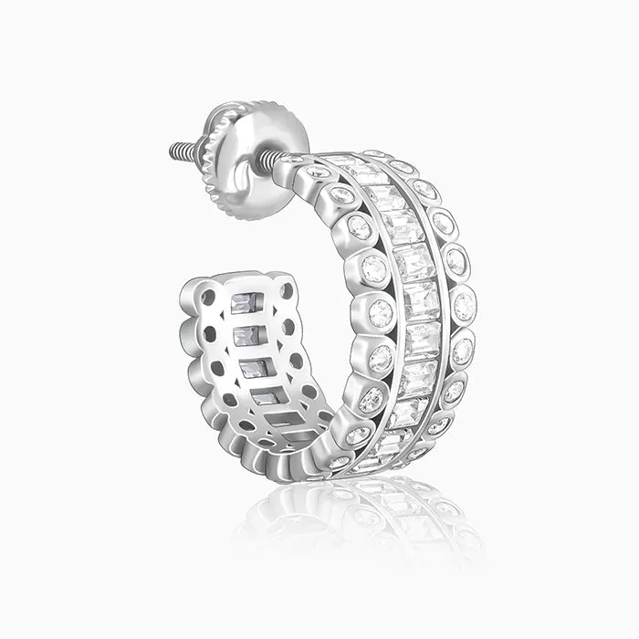 Silver Zircon Charm Earrings
