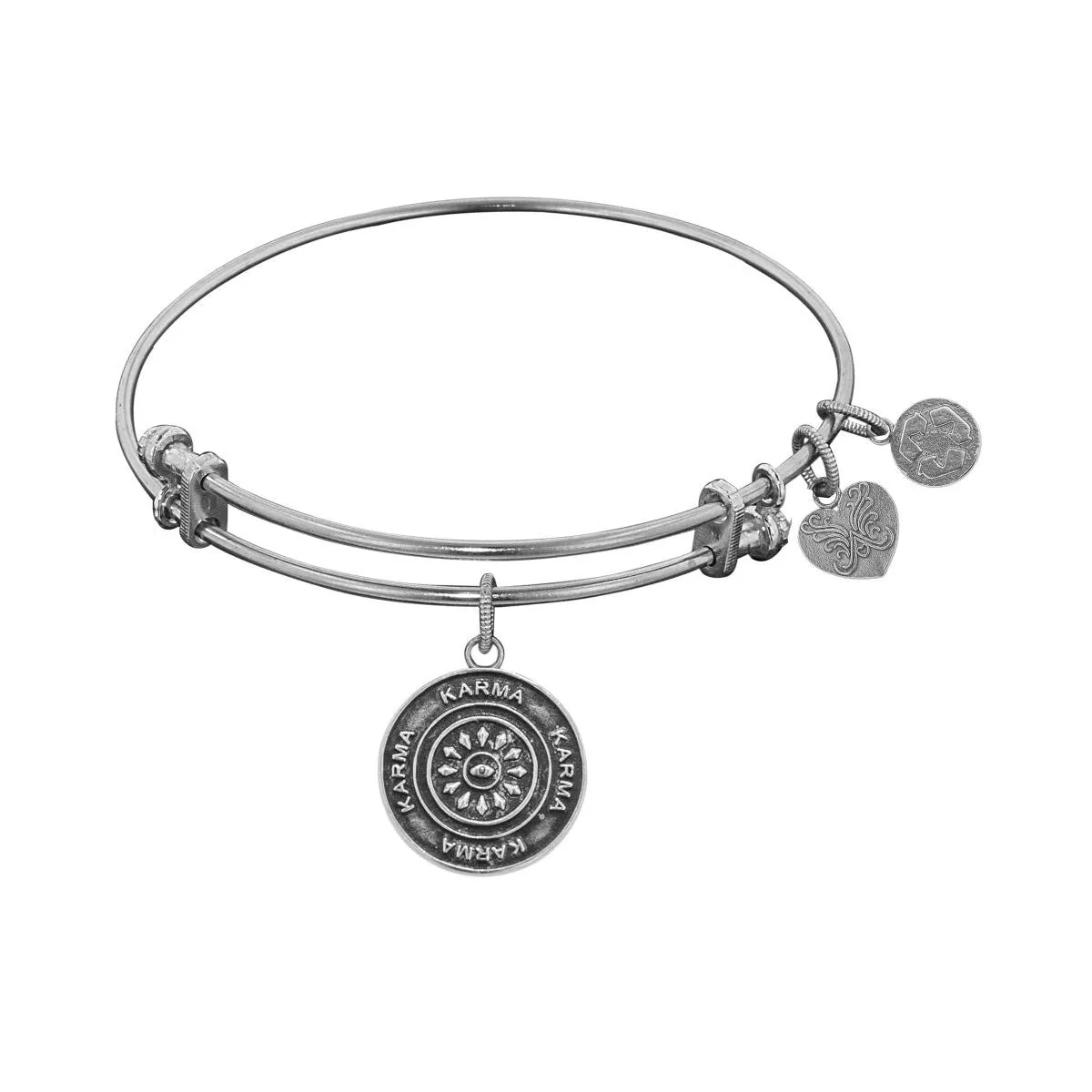 Smooth Finish Brass Karma Angelica Bangle Bracelet, 7.25"