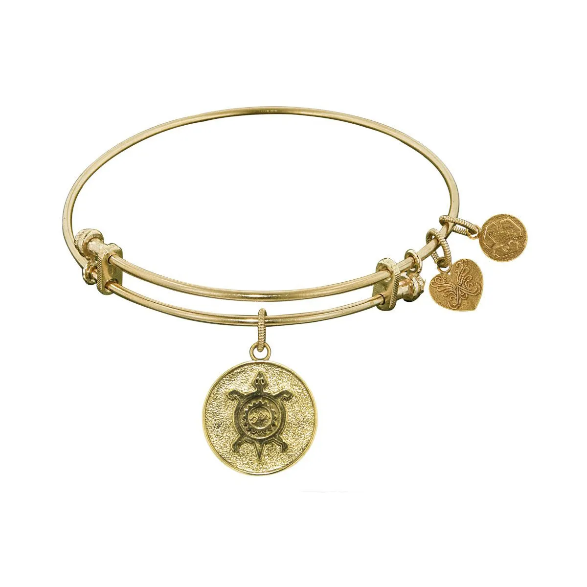 Smooth Finish Brass Longevity Turtle Angelica Bangle Bracelet, 7.25"