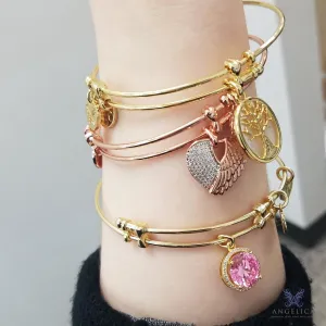 Smooth Finish Brass Longevity Turtle Angelica Bangle Bracelet, 7.25"