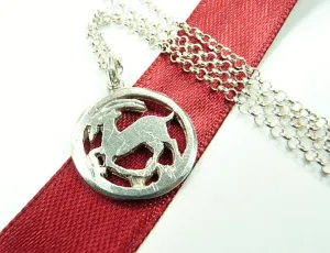 Sterling Silver Capricorn Pendant With Sterling 18 Inch Necklace