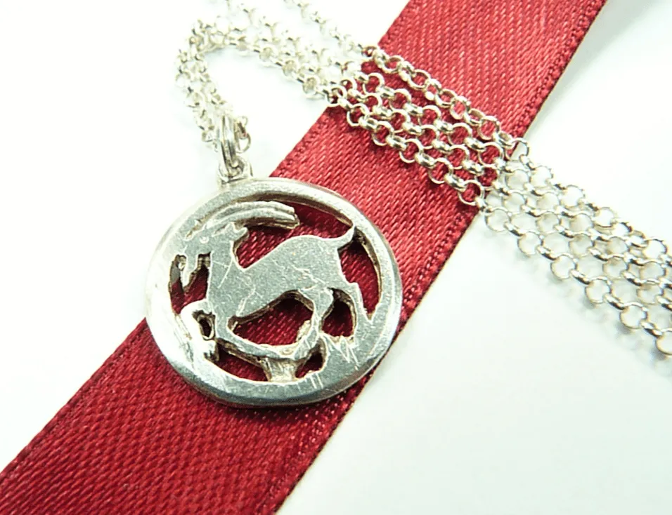 Sterling Silver Capricorn Pendant With Sterling 18 Inch Necklace