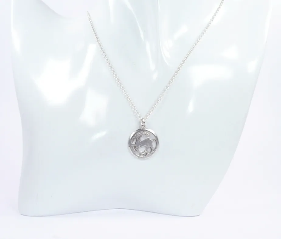 Sterling Silver Capricorn Pendant With Sterling 18 Inch Necklace