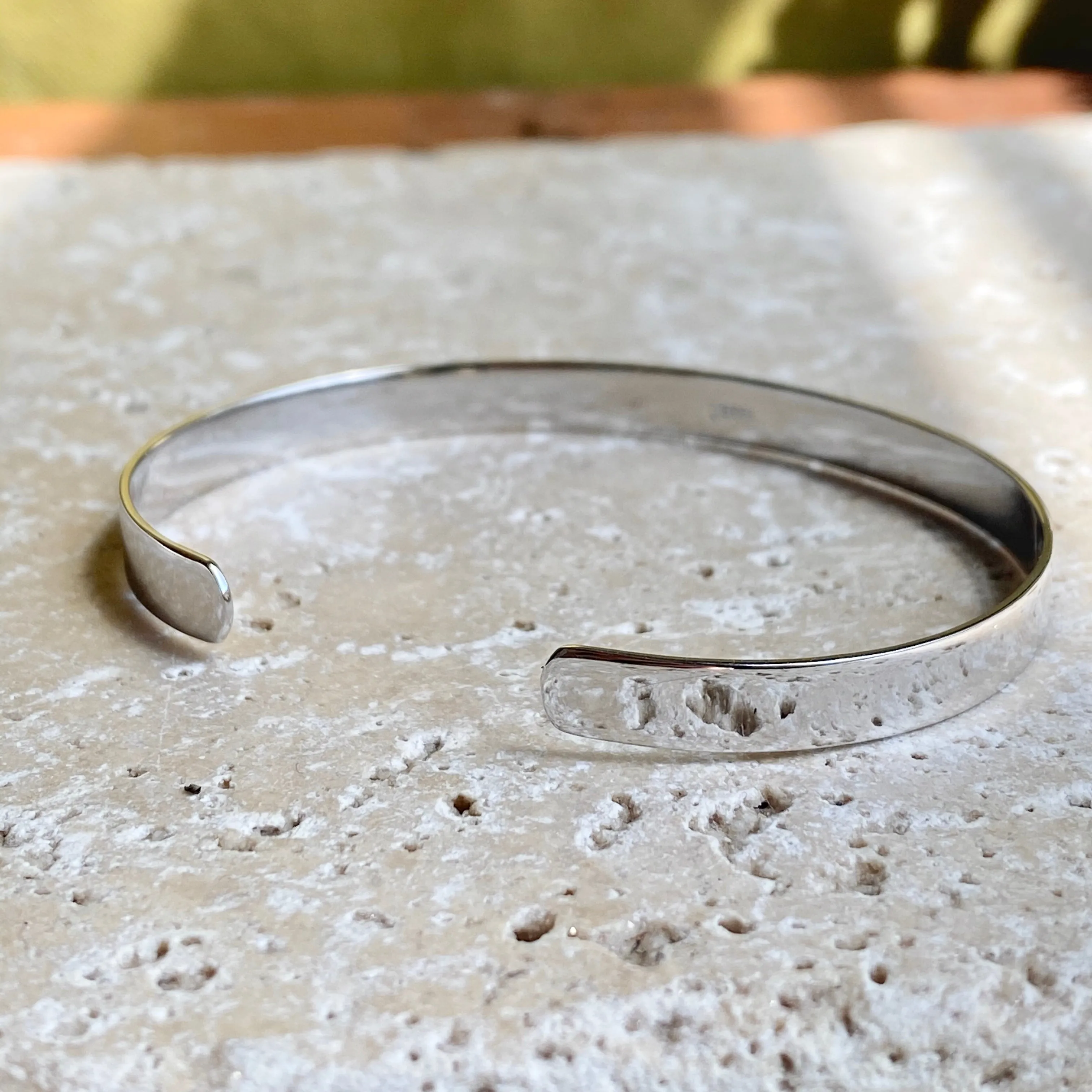 Sterling Silver Polished "Believe" Script Open Cuff Bangle Bracelet
