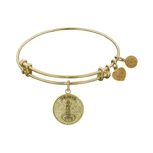 Stipple Finish Brass Candle, Believe, Hope, Faith Angelica Bangle Bracelet, 7.25"