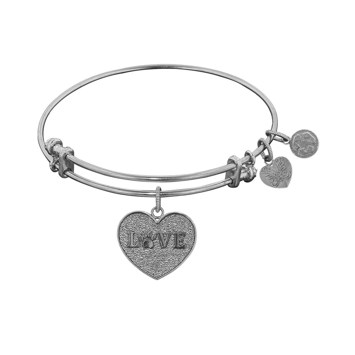 Stipple Finish Brass Love With Paw Angelica Bangle Bracelet, 7.25"