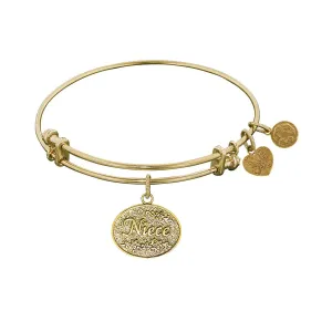 Stipple Finish Brass Niece Angelica Bangle Bracelet, 7.25"