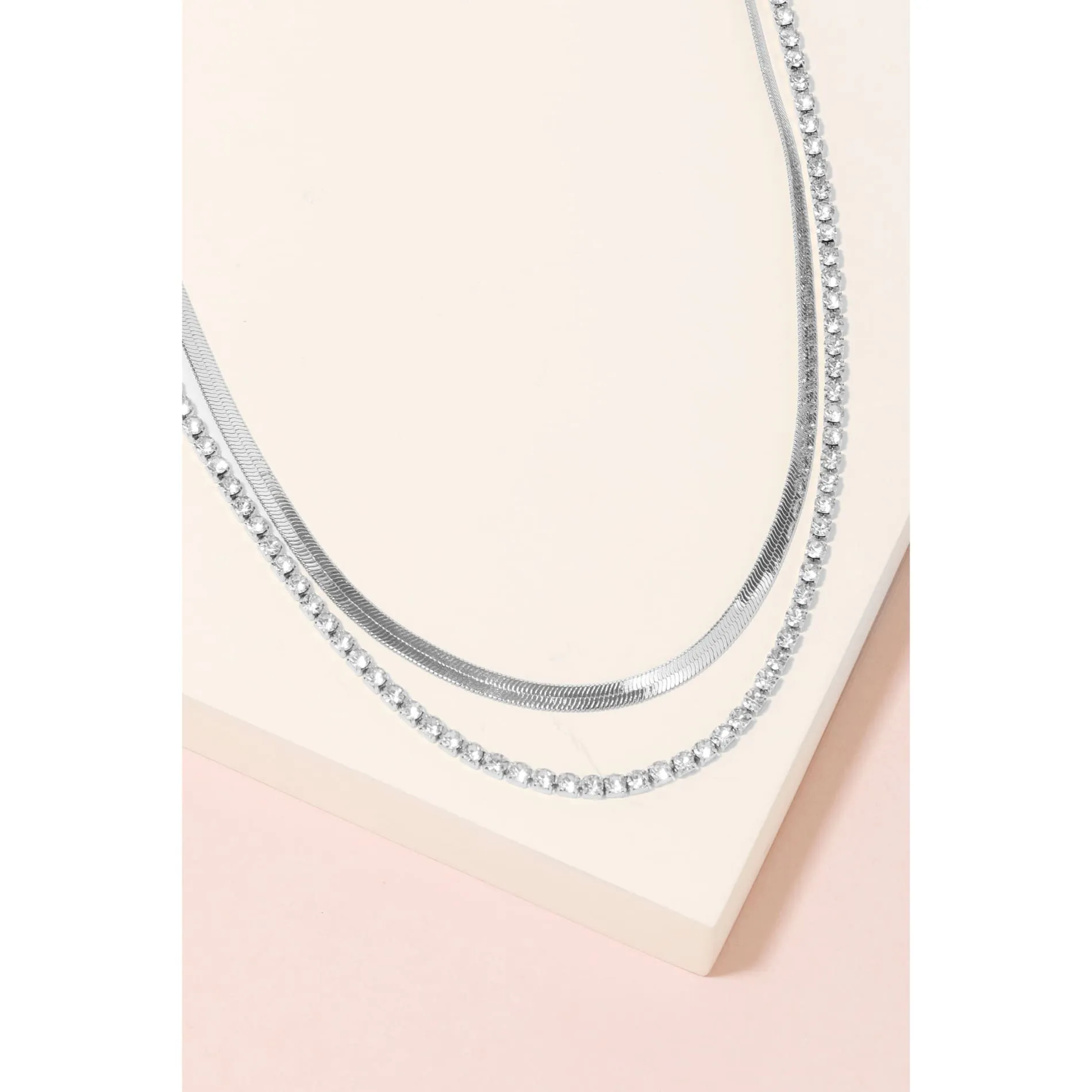 Stud And Snake Chain Necklace