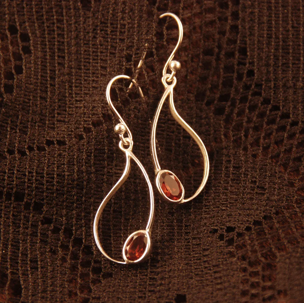 Teardrop Silver Earrings - Gemstones