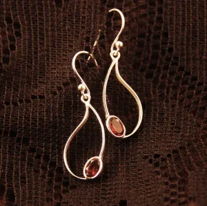 Teardrop Silver Earrings - Gemstones