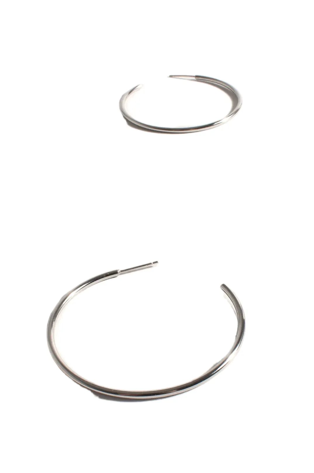 Thin Flat Essential Hoops Silver