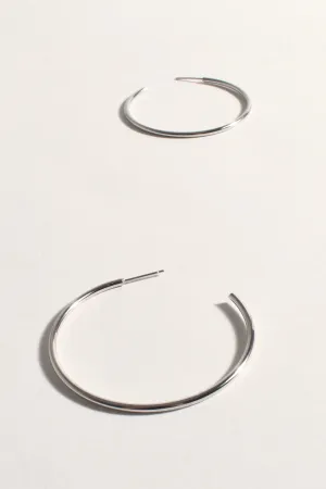 Thin Flat Essential Hoops Silver
