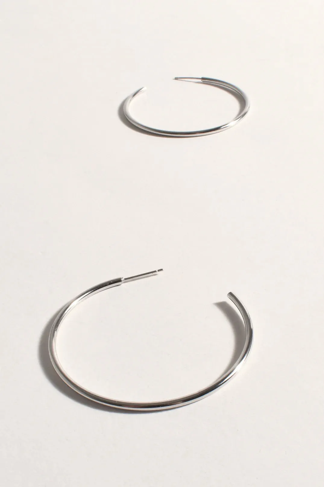 Thin Flat Essential Hoops Silver