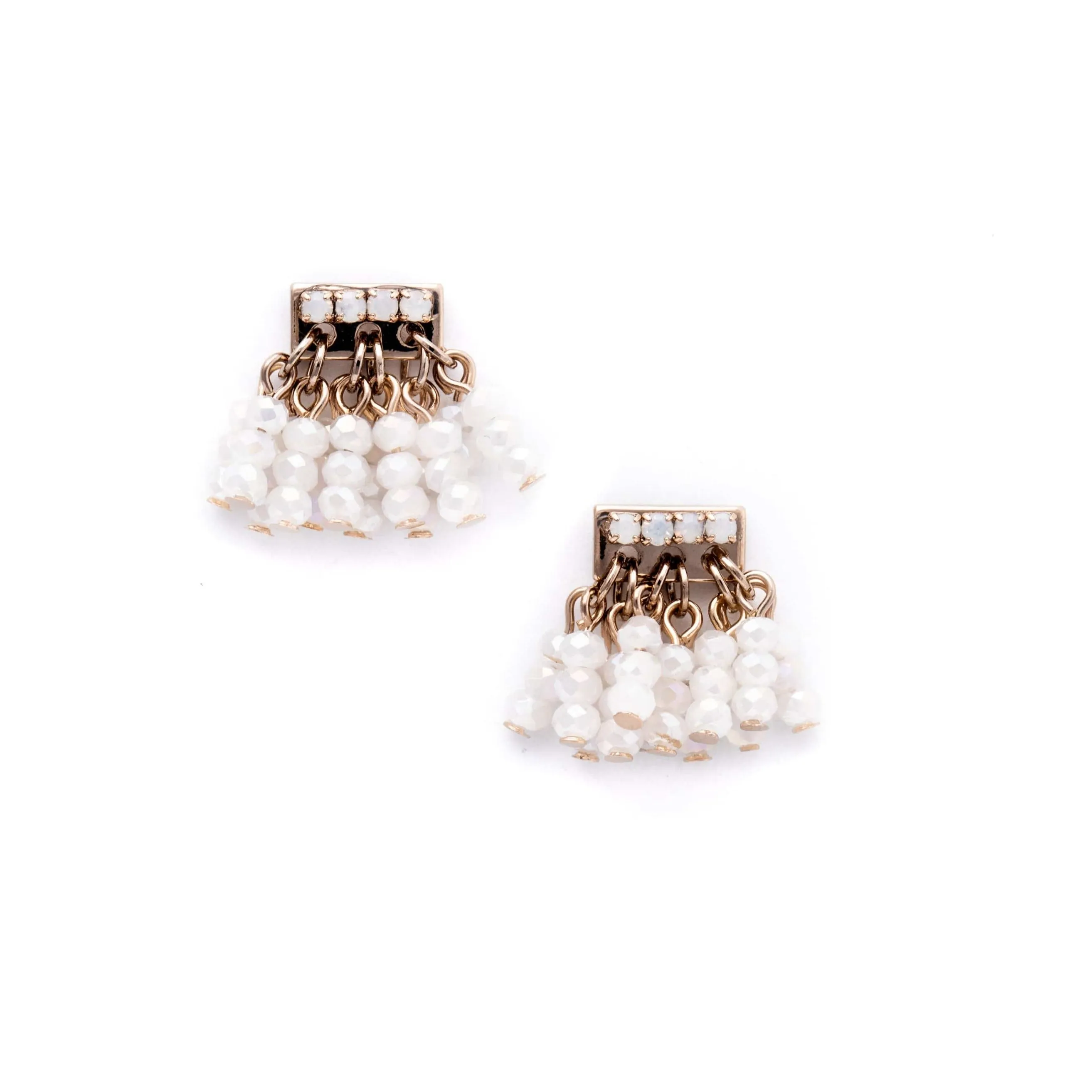 Triumph Beaded Post Earrings White