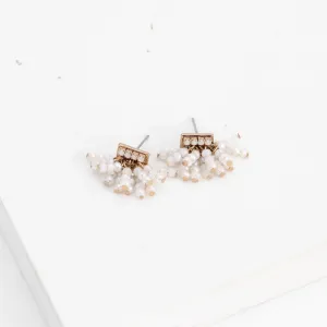 Triumph Beaded Post Earrings White