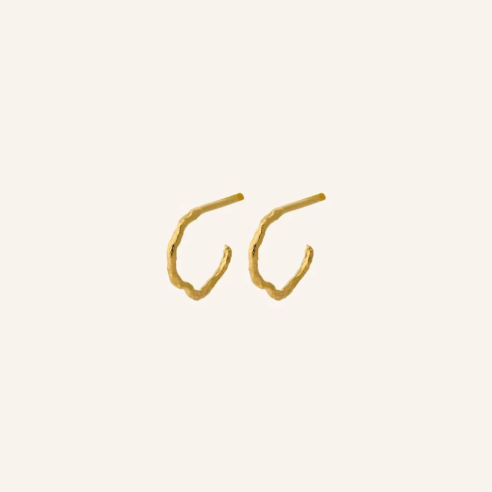 Twig Hoop Earrings - Gold - Pernille Corydon