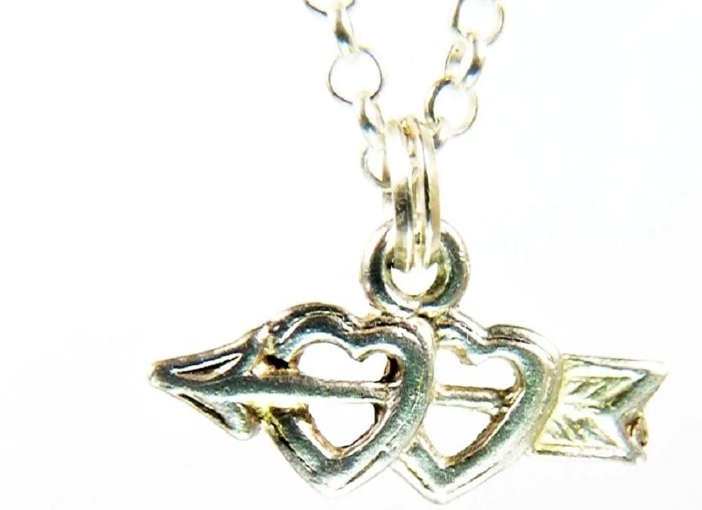 Valentines Day Necklace Sterling Silver Double Heart Pendant Necklace 1970s