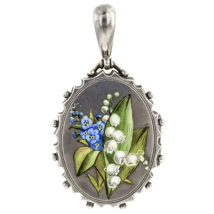 Victorian Enamel Locket Pendant, Locket & Earrings Parure