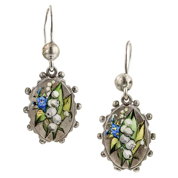 Victorian Enamel Locket Pendant, Locket & Earrings Parure