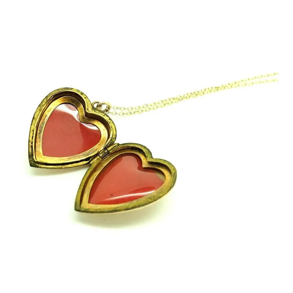 Vintage 1930s Heart 9ct Gold Locket Necklace