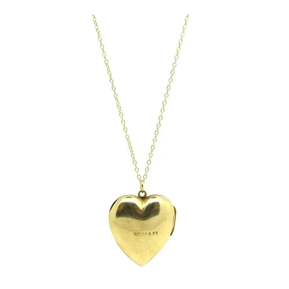 Vintage 1930s Heart 9ct Gold Locket Necklace
