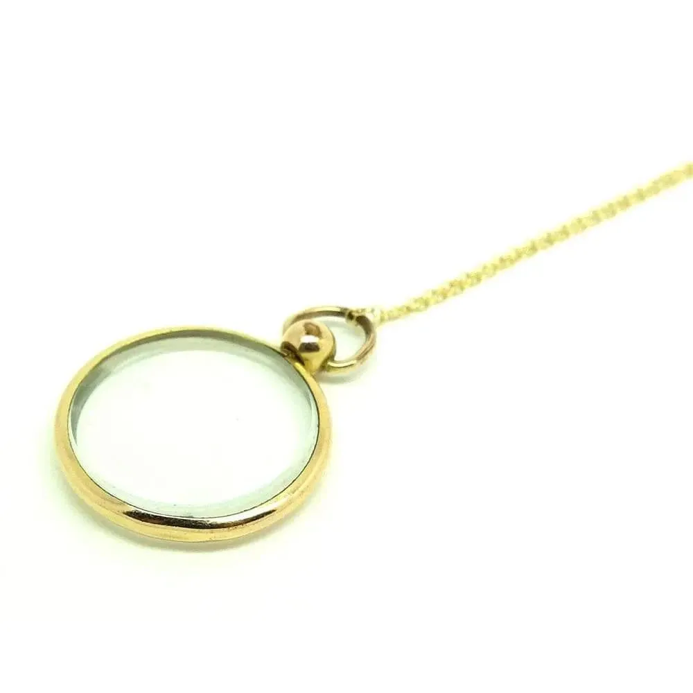 Vintage 1960s Gold Tone Glass Locket Necklace