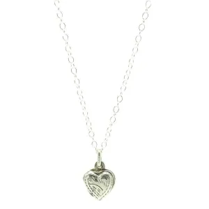 Vintage 1960s Silver Heart Engraved Locket Necklace