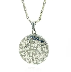 Vintage 1960s Silver Round Locket Necklace