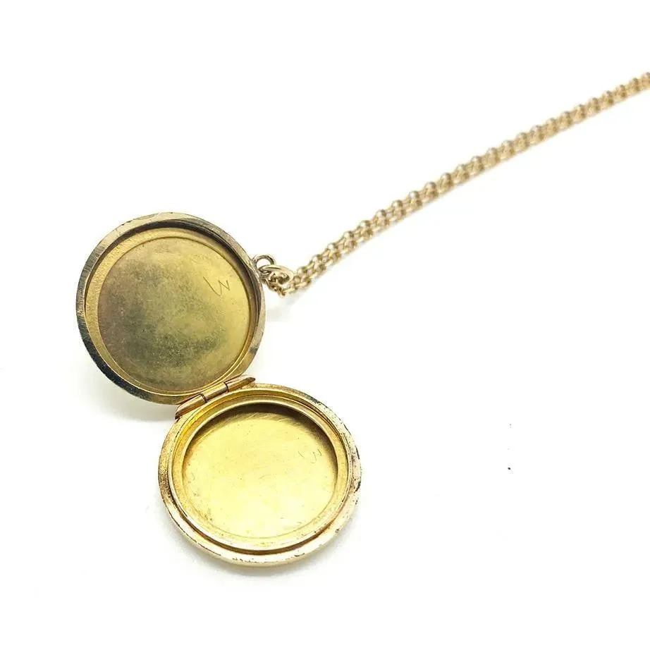 Vintage 1970s 9ct Gold Round Locket Necklace