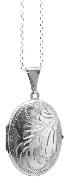 Vintage 1970s Etched Sterling Silver Locket